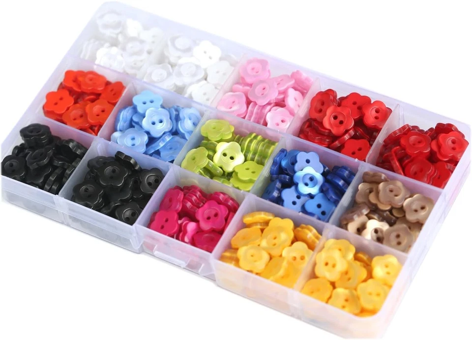 525pc Resin Flower Buttons 0.5 inch - 11 Colors for Sewing & Crafts - Image 3 of 4