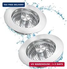 Upgraded 3 in 1 Kitchen Sink Drain Strainer Stopper, Brushed Stainless Steel SUS