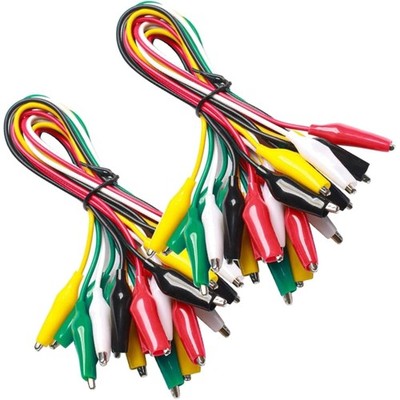 Pack of 20 Soldered Crocodile Clips, Electric, 5-Colour 21.5 Inch  Leads with...