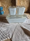Rare Vintage Pyrex True Opal Refrigerator Set W/lids. 1 503 And 2 501s
