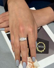 14K White Gold Lab Grown Diamond Eternity Princess Baguette Ring