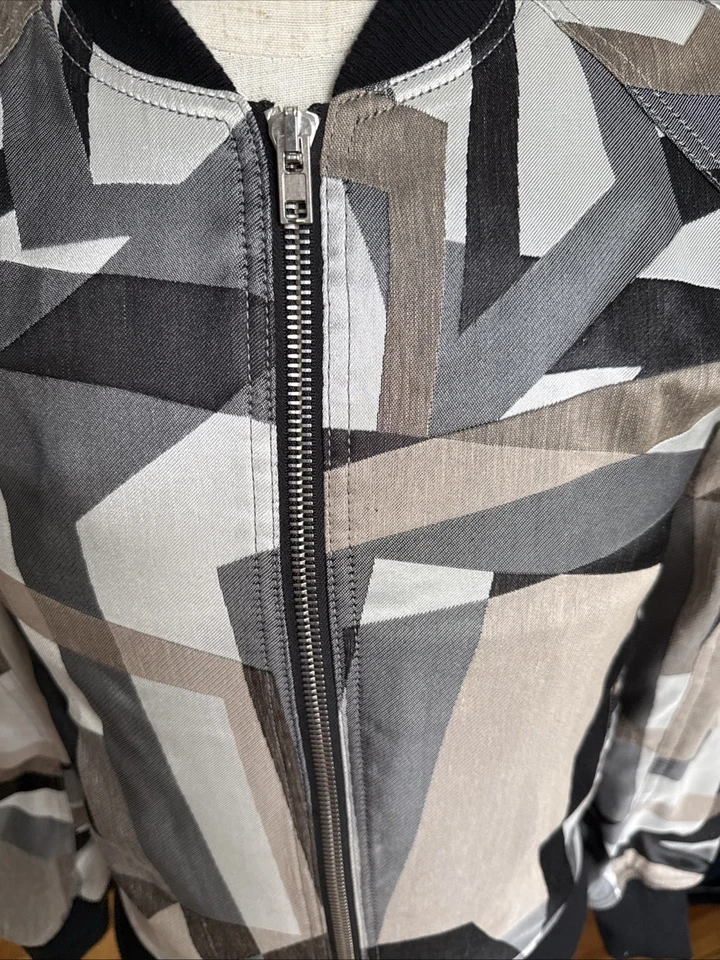 Frere Men's Geometric Bomber Jacket Custom Size S Chest 38 - Image 4 of 4