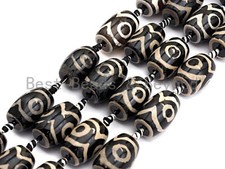 1pc/12pc Natural Tibetan Agate Barrel Eye Beads, Black White Dzi Eye beads,