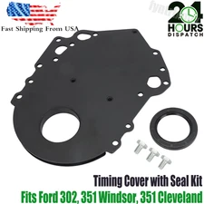For Ford 302 Windsor 351C Cleveland Black Timing Cover with Seal Kit US