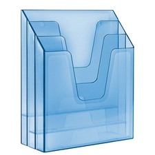 Acrimet Vertical Triple File Folder Holder Organizer Clear Blue Color 