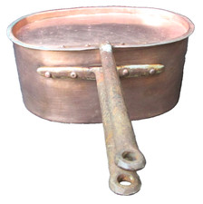 Rare Antique Copper Oval Cook Pot & Lid-Wroug...