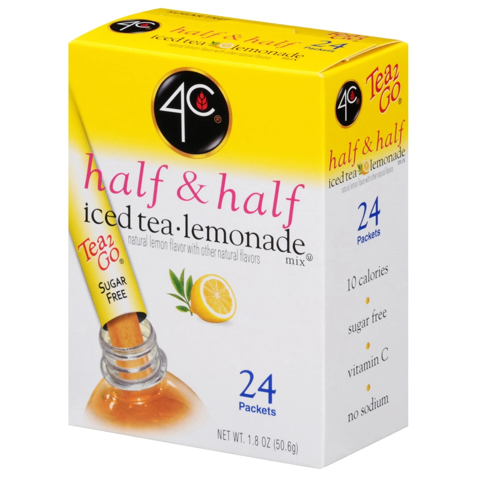 (2 pack) 4C Half, & Half Lemonade Iced Tea Mix, 1.5 oz, 24 Packets, 1 Ct