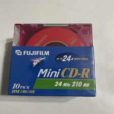 Fujifilm Mini CD-R 10 Pack 5 Colori 24 Minuti 210MB Fino a 24x Velocità Sigillato