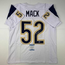 Autographed/Signed Khalil Mack Los Angeles LA White Jersey Beckett BAS COA
