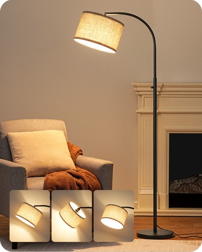 EDISHINE Black Arc Floor Lamp Dimmable,Tall Standing Lamp for Bedroom ...