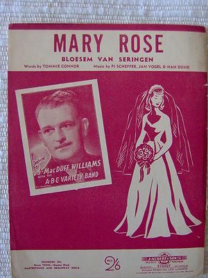 Rare Vintage Sheet Music - Mary Rose - J Albert & Son 1948