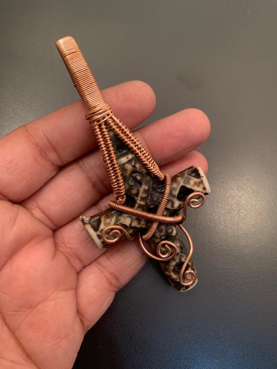 Cross Style Birthday Gift Copper Wire Wrapped Pendant Jewelry