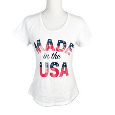Made in the USA Shirt Women Small White Short Sleeve General Standard Cotton Tee