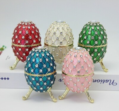 Russian Enamel Jeweled Easter Egg - Fabergé-Style Decor, Luxury Gift Box
