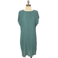 MADEWELL Plissé Mini Tee Dress Size 10 Spruce Sheer Short Sleeve NWT B49