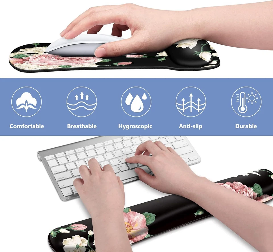 Mouse Pad with Wrist Support and Keyboard Wrist Rest Ergonomic Design Non-Slip - Image 3 of 4