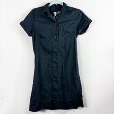 J. Crew 100%  cotton short sleeve collared shirt button dress SZ XS in black