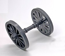 Marx Recast 54mm "Alamo" Cannon Wheels - dark gray - 1990s hard plastic