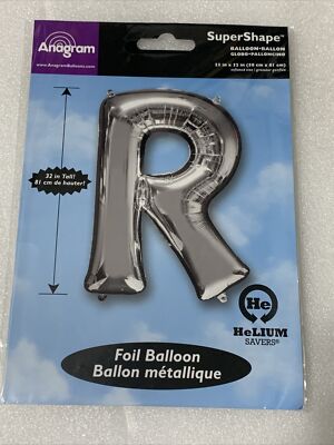 Anagram Balloons (Letter R) Foil Mylar Balloon 23  X 32'' Silver New!!!