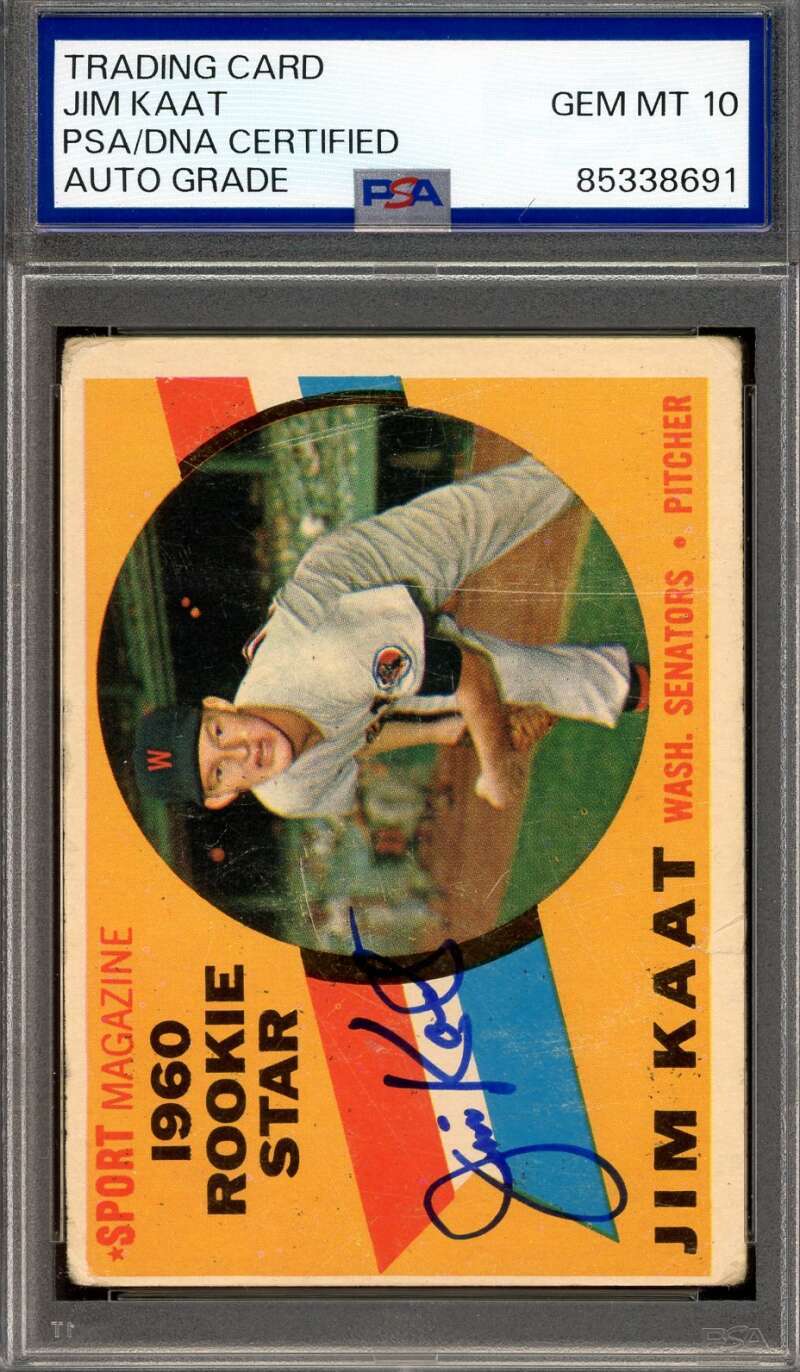 Jim Kaat Gem Mint 10 PSA DNA Signed 1960 Topps Rookie Star Autograph