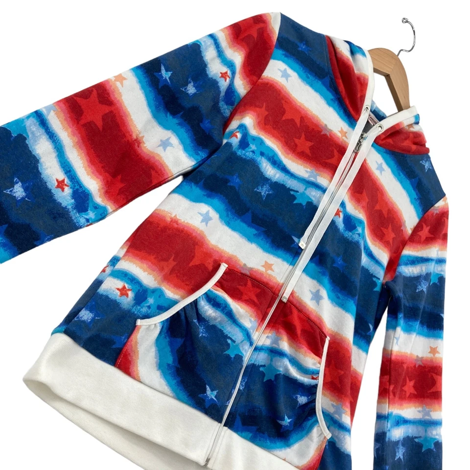 Sudadera con Capucha Juicy Couture Mujer Multicolor Estrellas/Rayas Manga Larga Cremallera Completa Talla M Foto 4 de 4