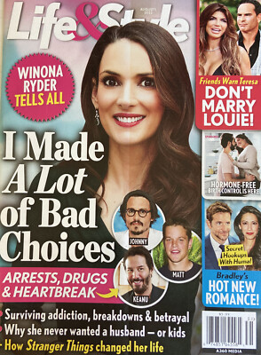 Life & Style Magazine Aug. 1st  Winona Ryder Tells All, Lots of Bad Choices