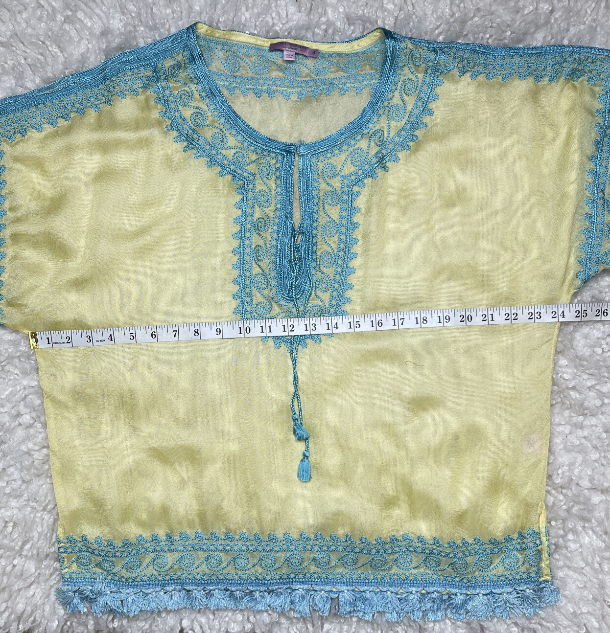 Calypso Cotton Gauze Embroidered Short Sleeve Blouse - dusty mauve