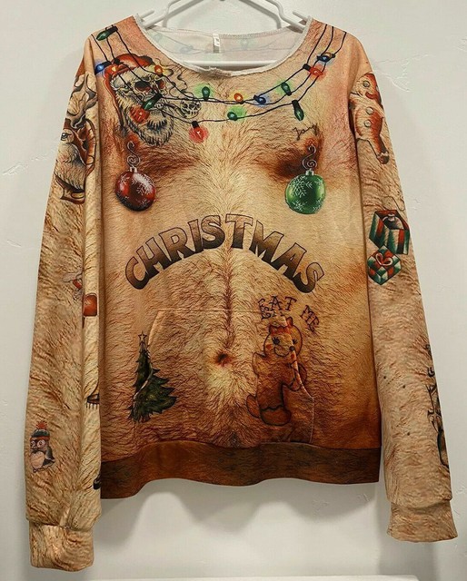 man chest christmas sweater