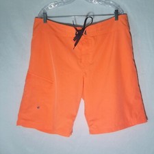 Mossimo Supply Co Mens 38 Bright Neon Orange Lined Board Shorts Swim Trunks