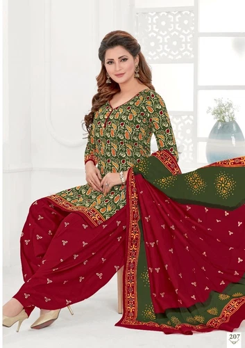 Indian Pakistani Womens Printed Suit Dress Stitched Shalwar Kameez Dupatta Salwar