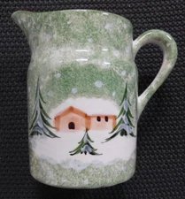 CELLAR, Log Cabin 56 oz Pitcher 1995 Macys Made Italy Hand Painted Discontinued