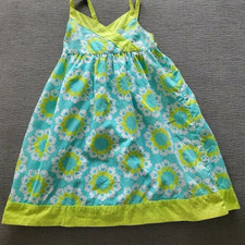 Girls Gymboree Dress size 6 Teal Blue Lime Green Floral Spring Summer Party