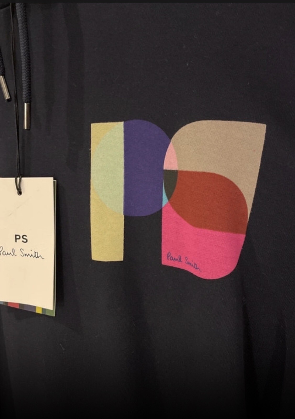 Mens navy blue Paul Smith hoodie with pockets 100percent organic cotton size small NWT image 2