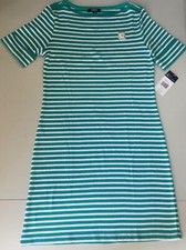 New CHAPS Women Size Small 100% Cotton Stripe T-Shirt Dress