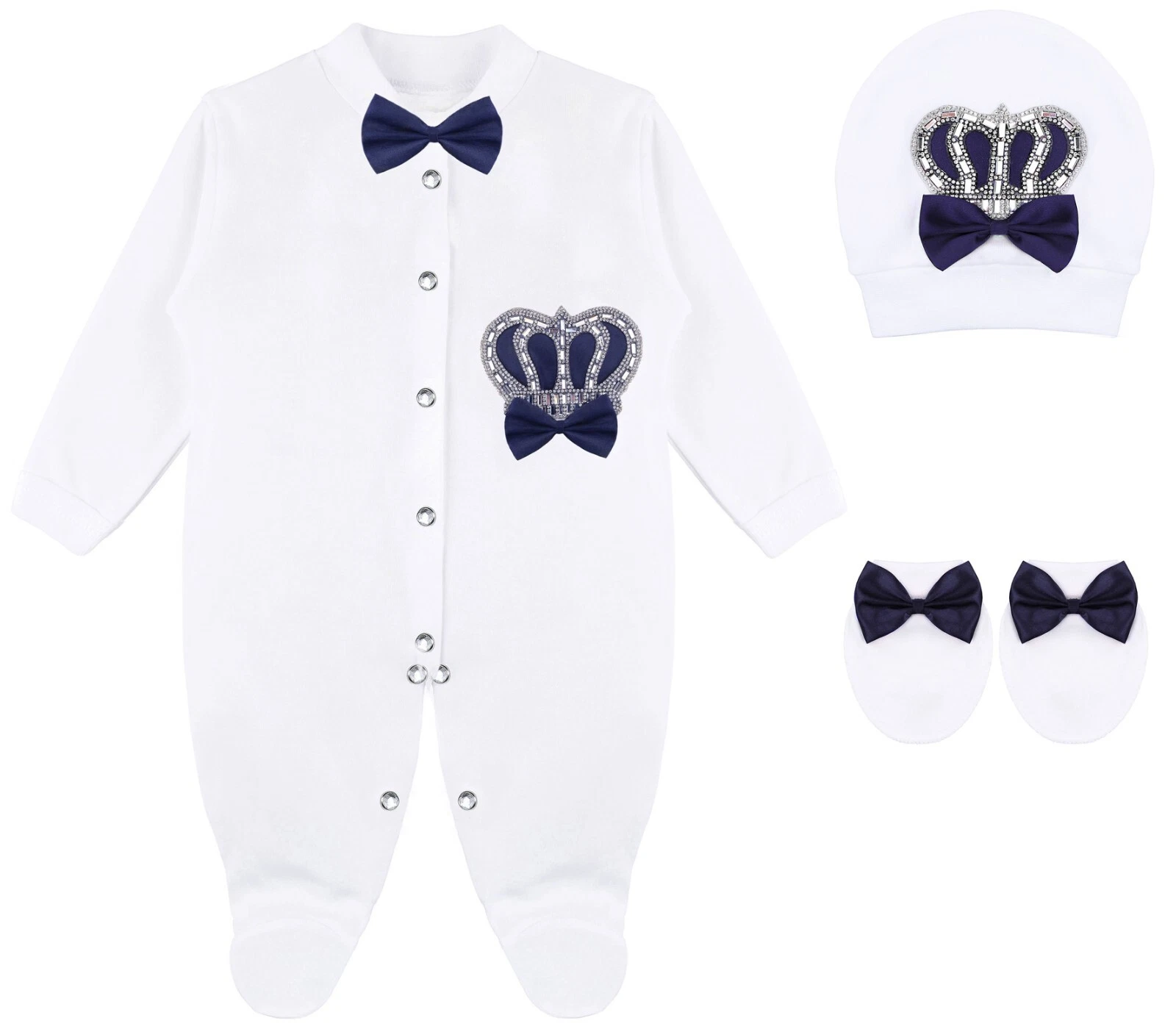 Baby Boy Newborn Crown Jewels Layette 3 Piece Gift Set