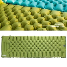 Green Self-Inflating Sleeping Pad - Durable Sleep Mat for Camping w/Storage Bag
