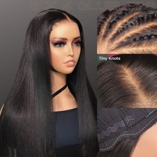 Glueless Human Hair Wig PartingMax Straight Closure 6 X 4 HD Lace Pre Plucked