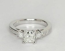 2.50 Ct Princess Cut Simulated 3 Stone Diamond Wedding Ring 14k White Gold Over