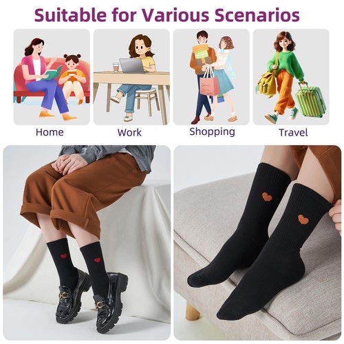 Women Thin Cotton Crew SocksBlack Soft Cotton Bootie Socks Women Above Ankle ... - Picture 6 of 6