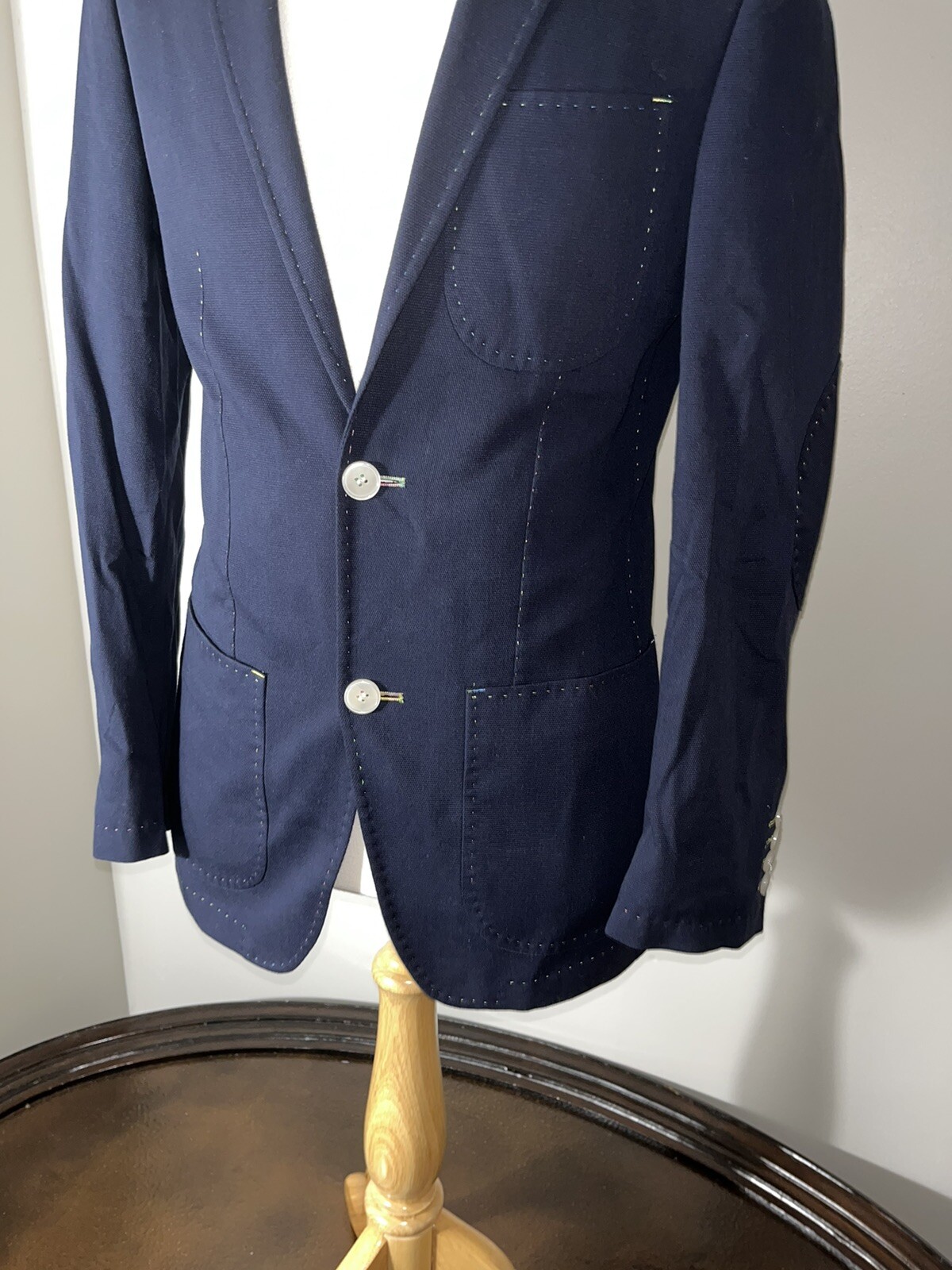 Men NAVYBOOT Elbow patch Hand stitched Blazer 38R - image 2