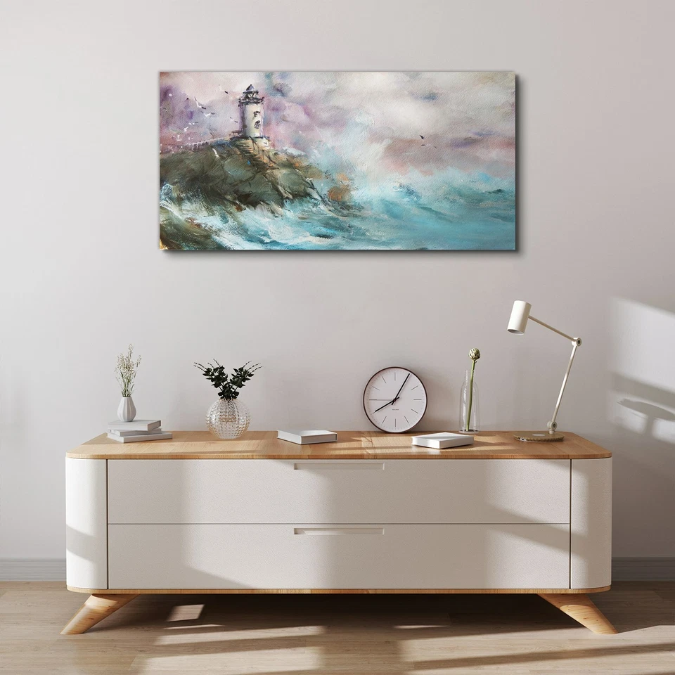 Canvas Wandbild Leinwand Bilder 100x50 Ölgemälde Leuchtturm - Bild 3 von 4