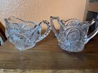 Vintage American Brilliant ABP Cut Glass Sugar Bowl and Creamer Set Beautiful  — photo 2