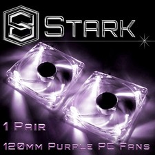 Purple 120mm 4-LED Quad Light Neon PC Computer Case Clear Cooling Fan Mod x2