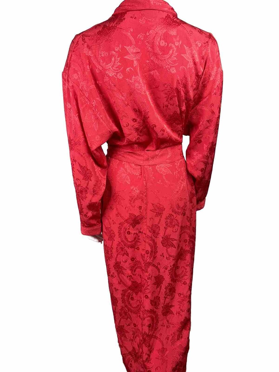 Victoria's Secret Red M/L Vintage Sexy Satin Robe Long Gold