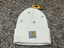 Carhartt Women’s Embroidered Logo Knit Beanie White With “C” - HARD TO FIND!