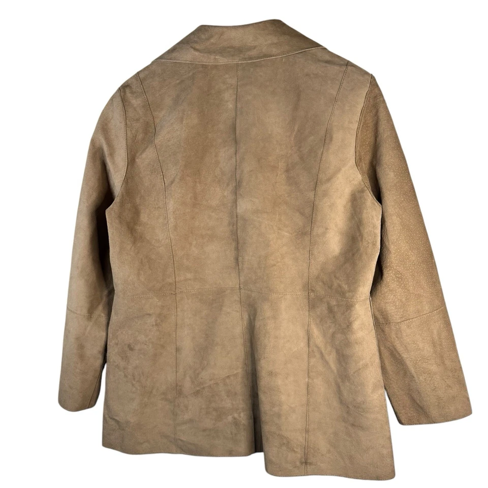 Chaqueta de cuero de gamuza reversible con estampado de serpiente dorada metálica Chicos talla 1 mediana Foto 4 de 4