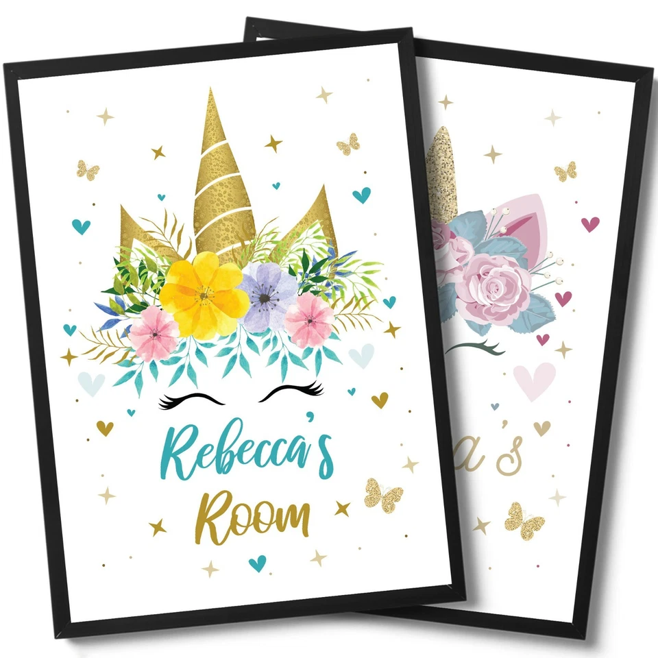 RED OCEAN Girls Children Personalised Unicorn Bedroom Door Sign Print Birthday Christmas