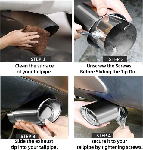 Stainless Steel Chrome Rear Exhaust Pipe Tail Muffler Tip For Toyota Camry LE - Picture 5 of 12
