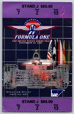 2000 F1 SAP Grand Prix Ticket Stub Indianapolis IMS Formula One Racing Race #13