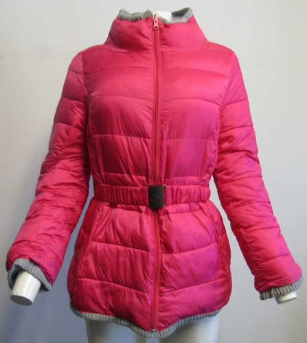 MONNALISA JAKIOO girls dark fuchsia reversible down padded jacket SZ M - Picture 2 of 11